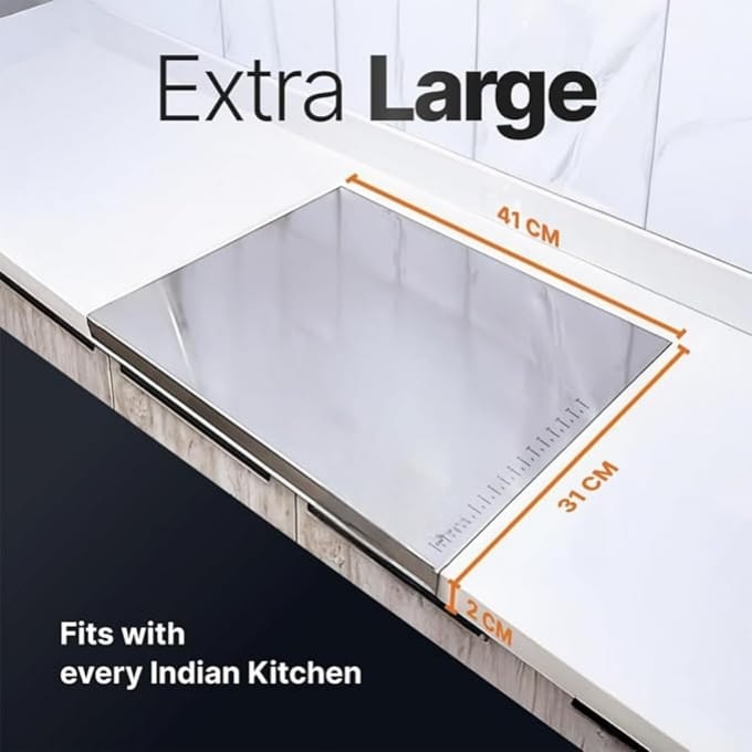 Large Countertop Stainless Steel Chopping Board for Kitchen,Fruit and Vegetable Cutting & Chopping Board (Pack of 1)