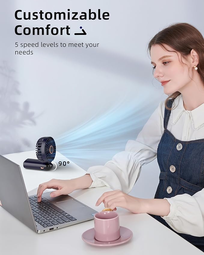 Rechargeable Hand Neck Fan with 3 Adjustable Speeds