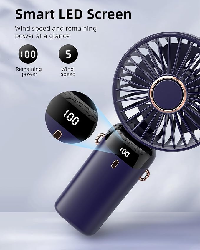 Rechargeable Hand Neck Fan with 3 Adjustable Speeds