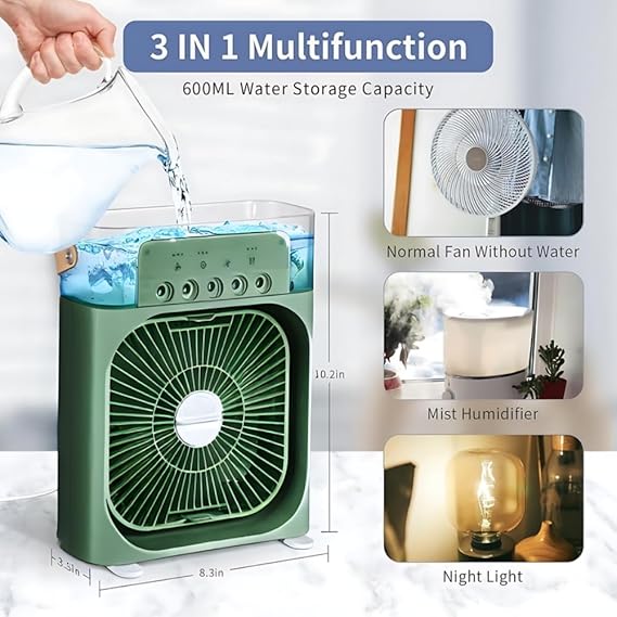 Portable Humidifier Air Cooler Mini Fan for Home, 3 Speed Mode, with Water Spray