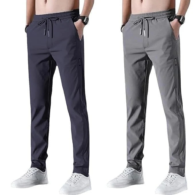 Buy1 Get 1 Free ©PREMIUM MEN'S HIGH STRETCH SKINNY LYCRA PANTS(Black & Gray)